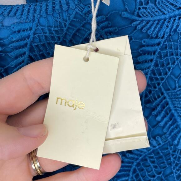 NWT New Maje Rosane Guipure Lace Long Sleeve Dress in Deep Teal Size 3(L) - Picture 7 of 9